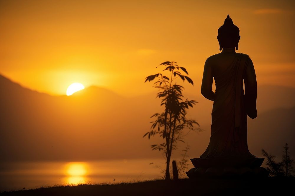 Buddha statue silhouette photography backlighting person adult.