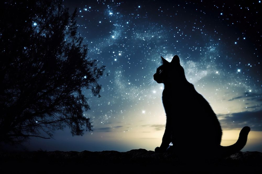 Cat silhouette photography outdoors nature animal.
