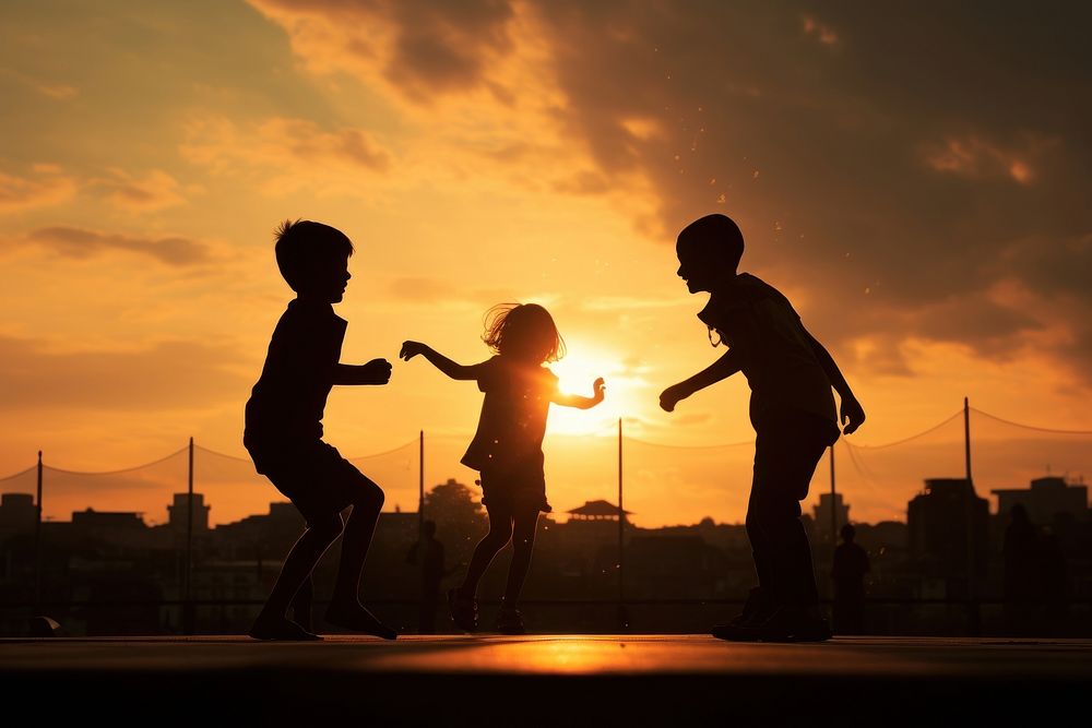 Children playing silhouette photography backlighting person female.
