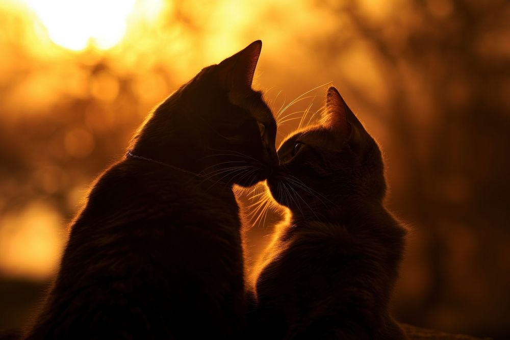 Cat hugging silhouette photography backlighting animal mammal.