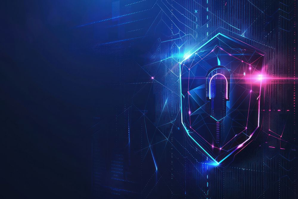 Shield lock in futuristic polygonal style security person human.