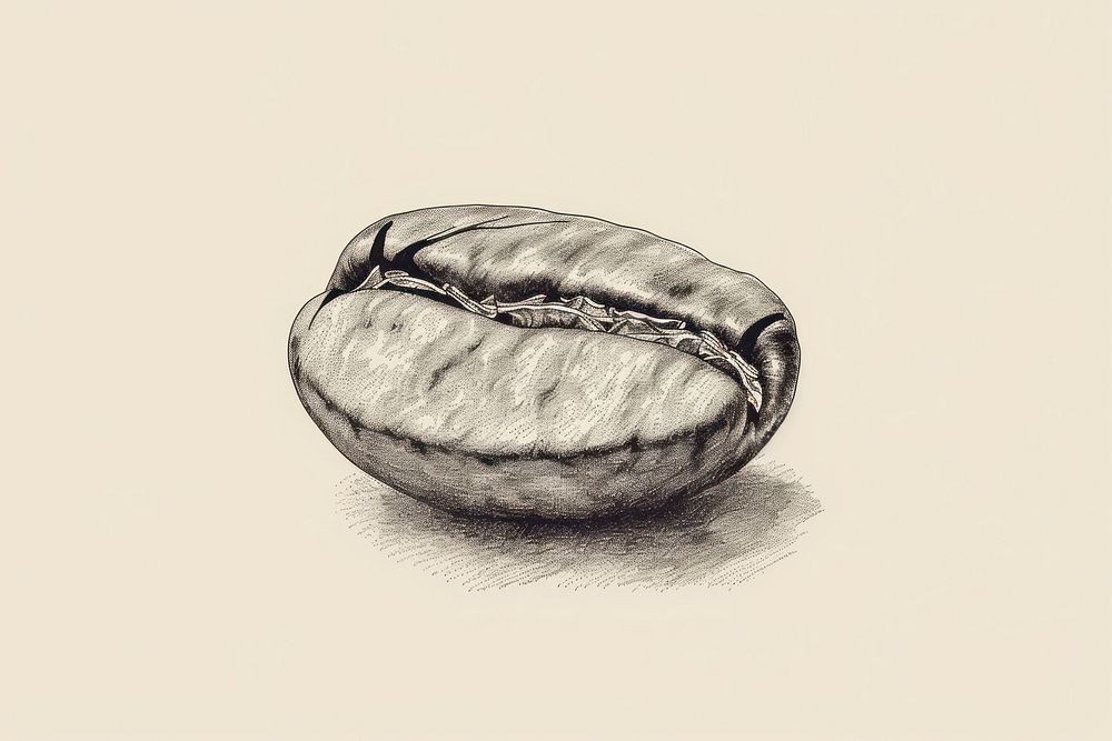 Whole coffee bean drawing illustrated vegetable.