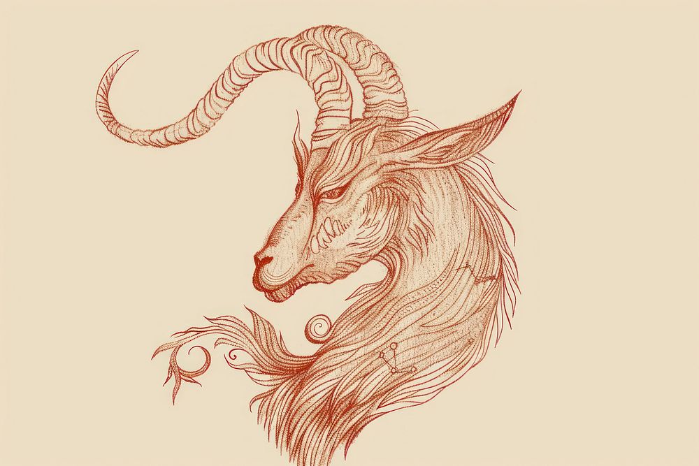 Capricorn drawing illustrated sketch.