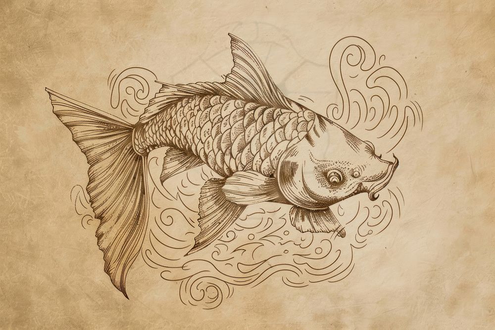 Pisces drawing illustrated sketch.