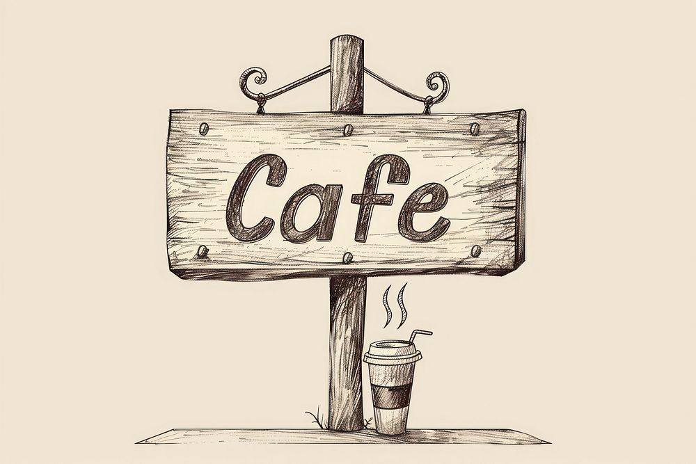 Cafe signboard drawing illustrated dynamite.