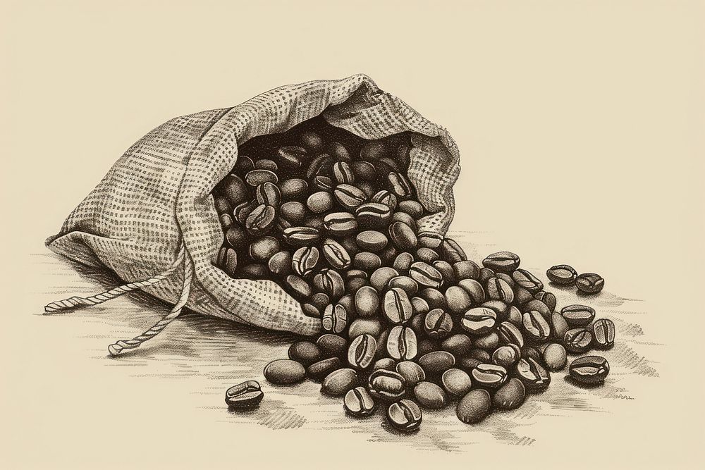 Coffee beans in sack beverage animal drink.