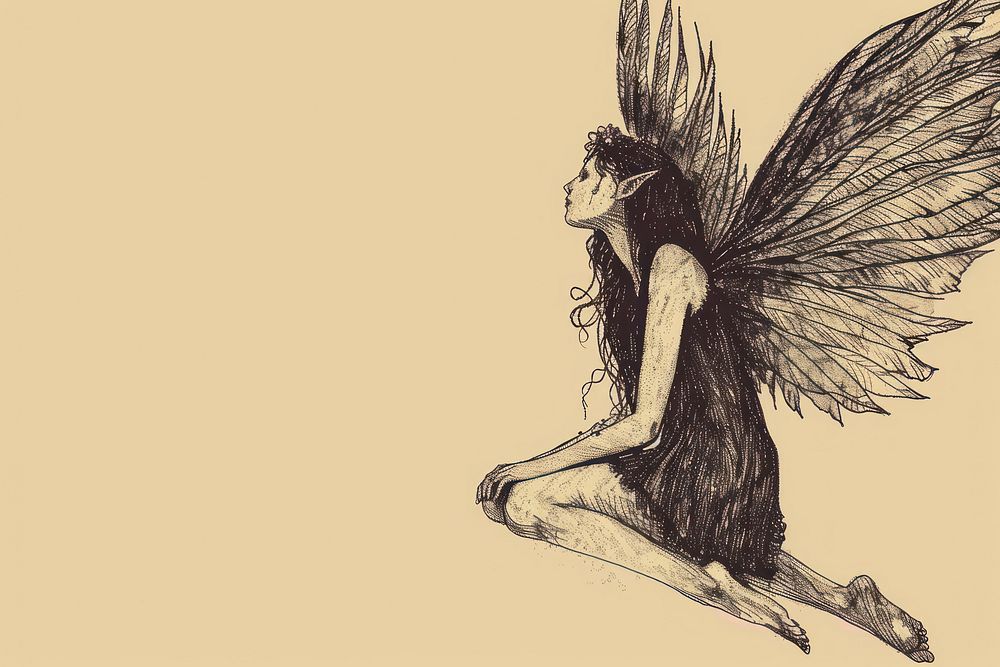 Fairy angel drawing illustrated female.
