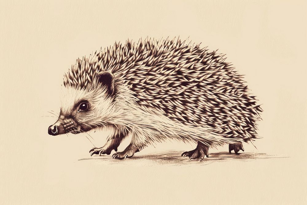 Hedgehog drawing illustrated porcupine.