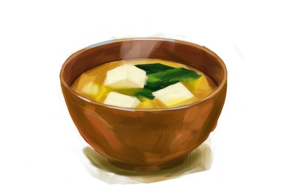 Illustration of miso soup butter bowl food.