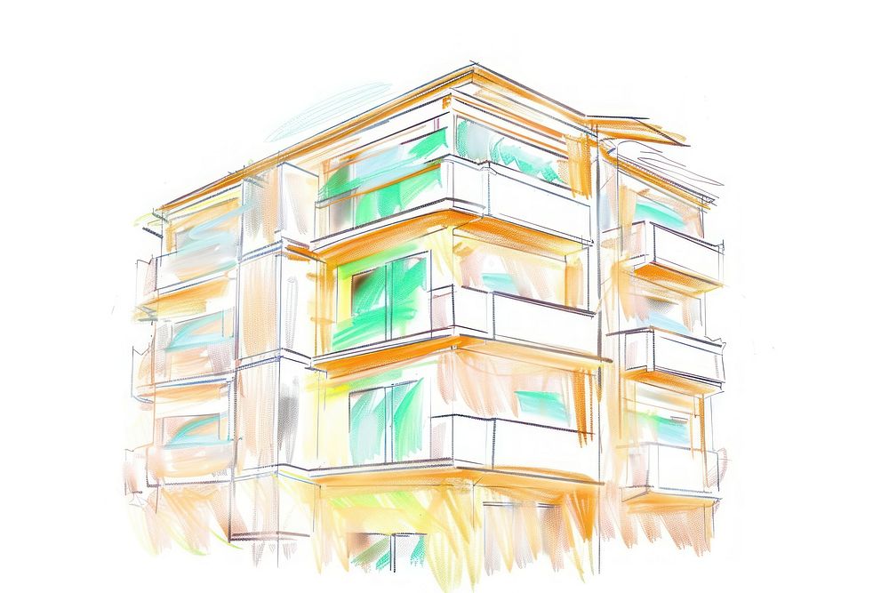 Illustration of condominium illustrated drawing sketch.