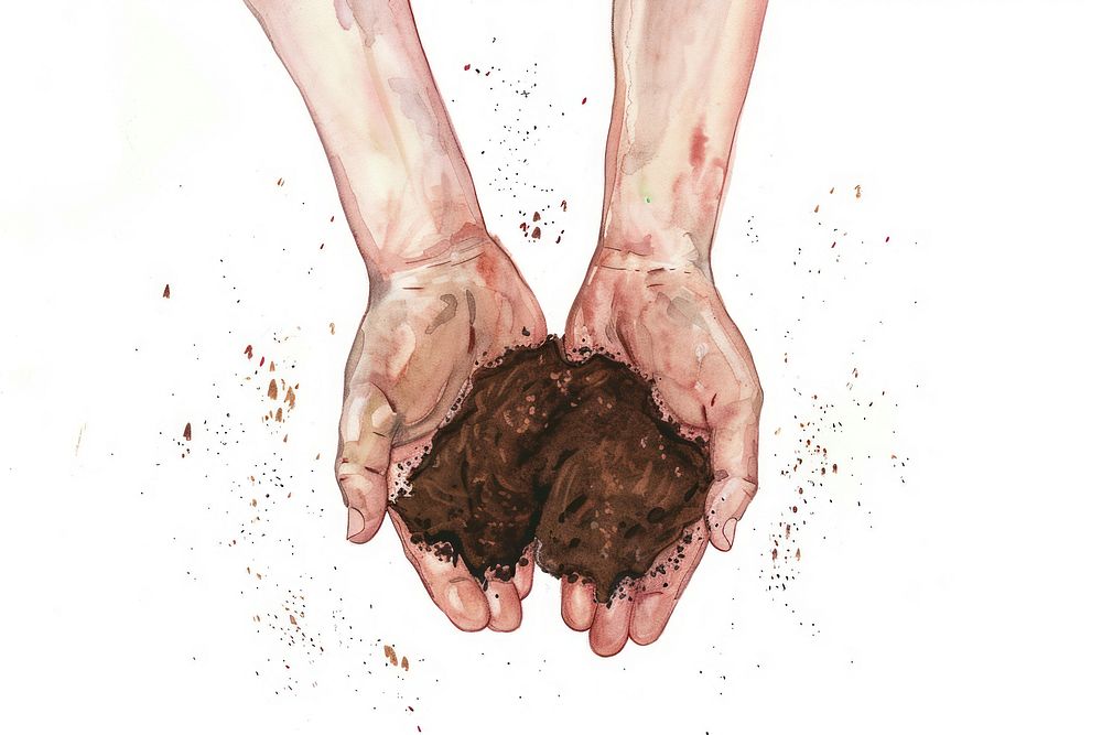 Hands with garden soil finger person human.
