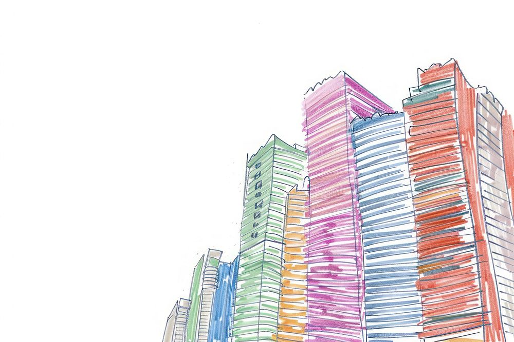 Illustration of condominium architecture illustrated building.
