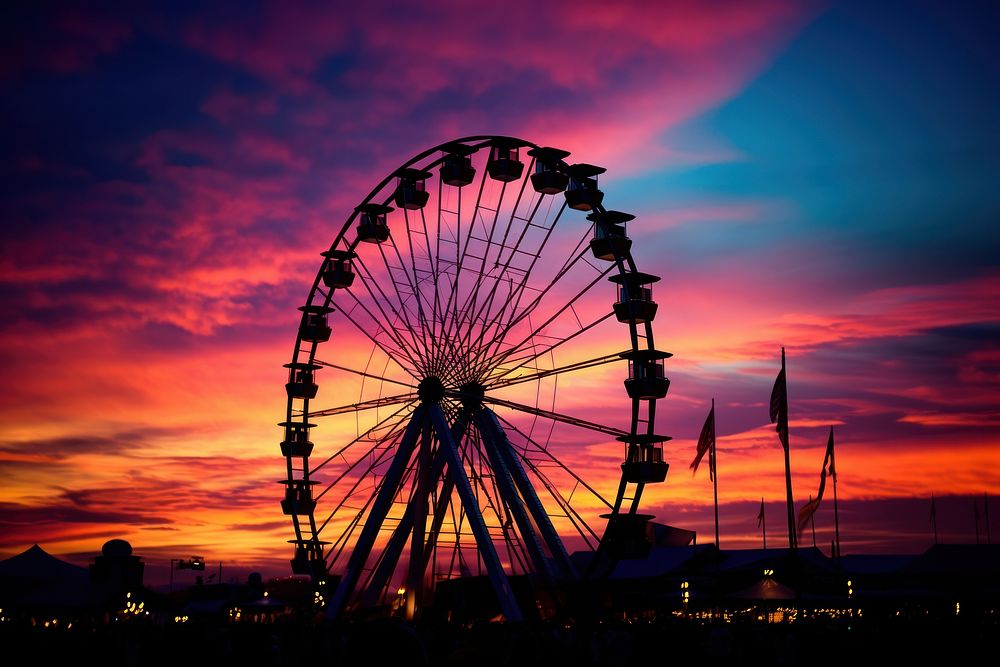 Ferris wheel silhouette photography sky outdoors machine.