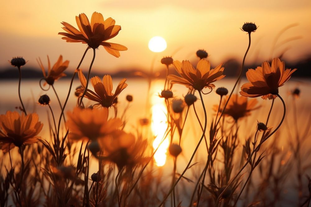 Flowers silhouette photography asteraceae landscape outdoors.