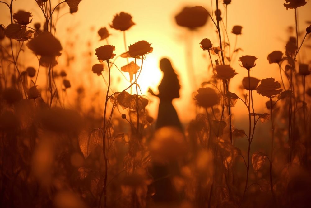 Flowers silhouette photography backlighting sunlight outdoors.
