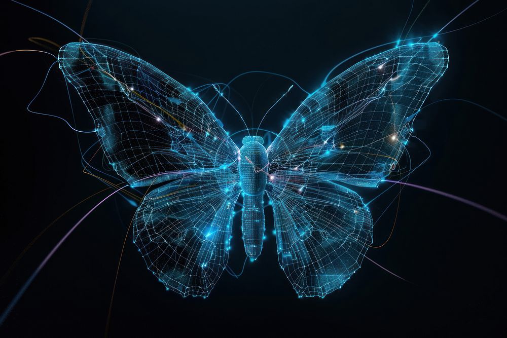 Butterfly futuristic glowing pattern.