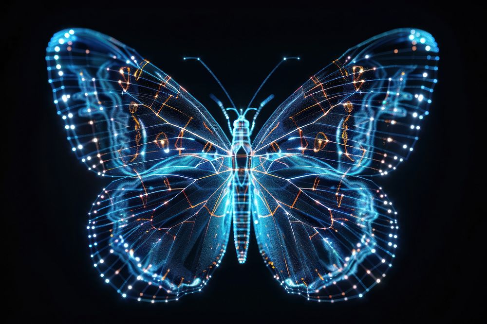 Butterfly futuristic glowing nature.