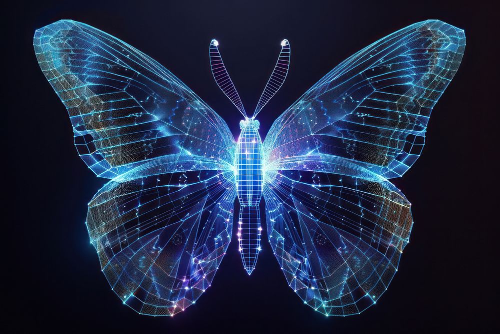 Butterfly futuristic glowing animal.