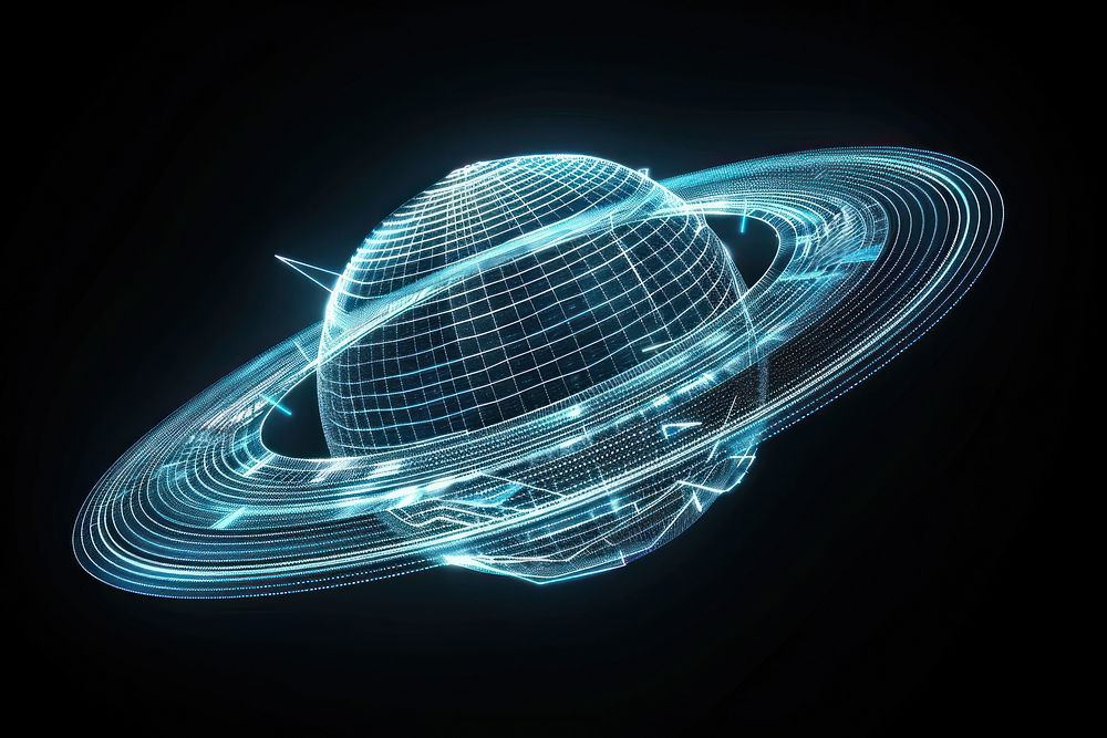 Saturn futuristic astronomy glowing.