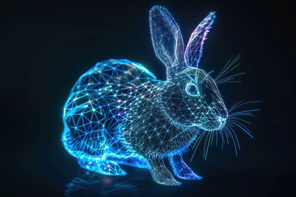 Rabbit futuristic glowing animal.