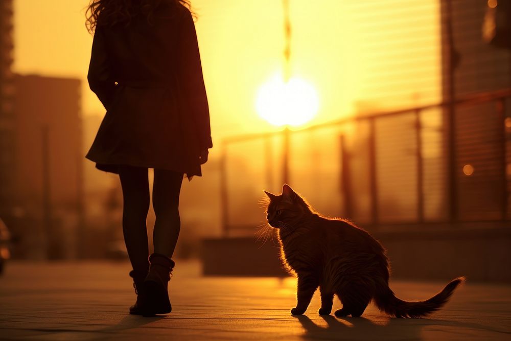 Cat silhouette photography backlighting clothing apparel.