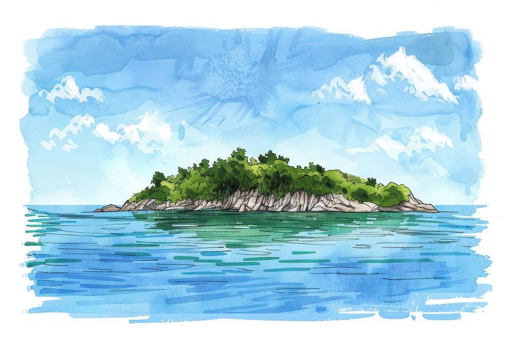 Island in style pen island water shoreline.