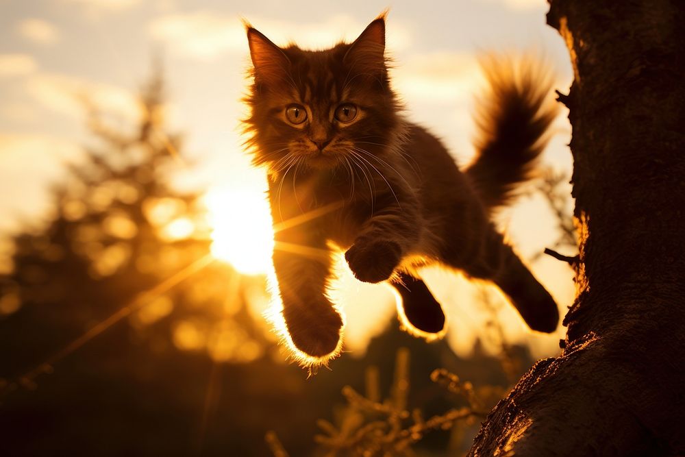 Cat silhouette photography outdoors sunlight nature.