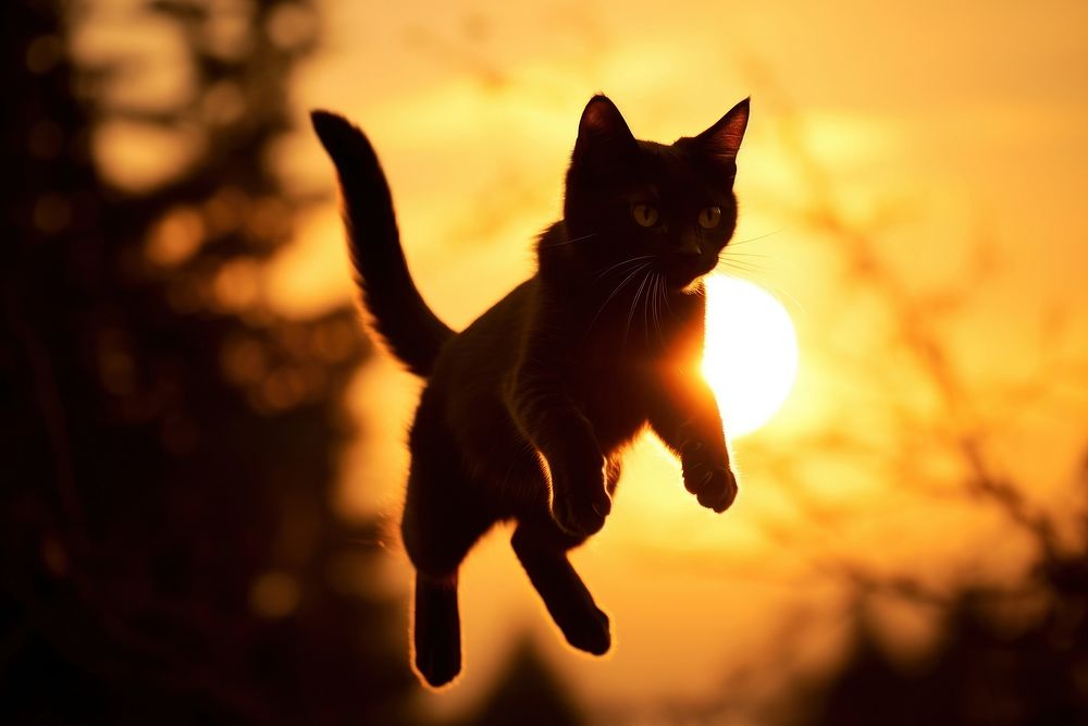 Cat silhouette photography backlighting outdoors animal.