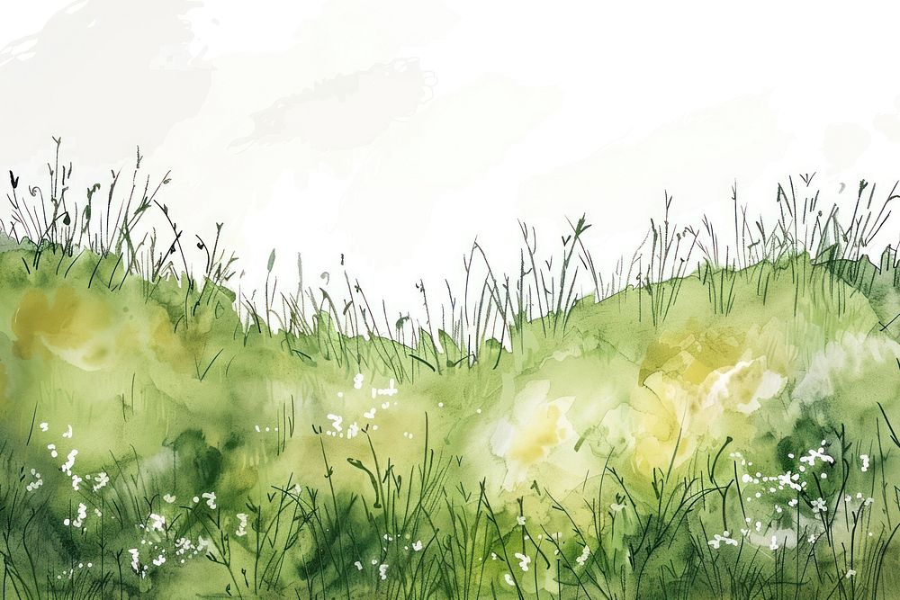Meadow in style pen art vegetation grassland.