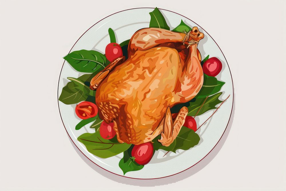 Roasted turkey plate dinner food.