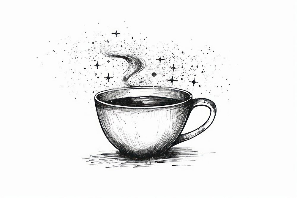 Coffee cup illustrated beverage drawing.
