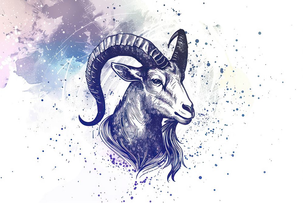 Astrological Symbol of Capricorn illustrated livestock wildlife.