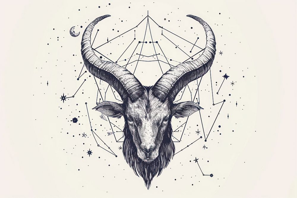 Astrological Symbol of Capricorn illustrated livestock antelope.