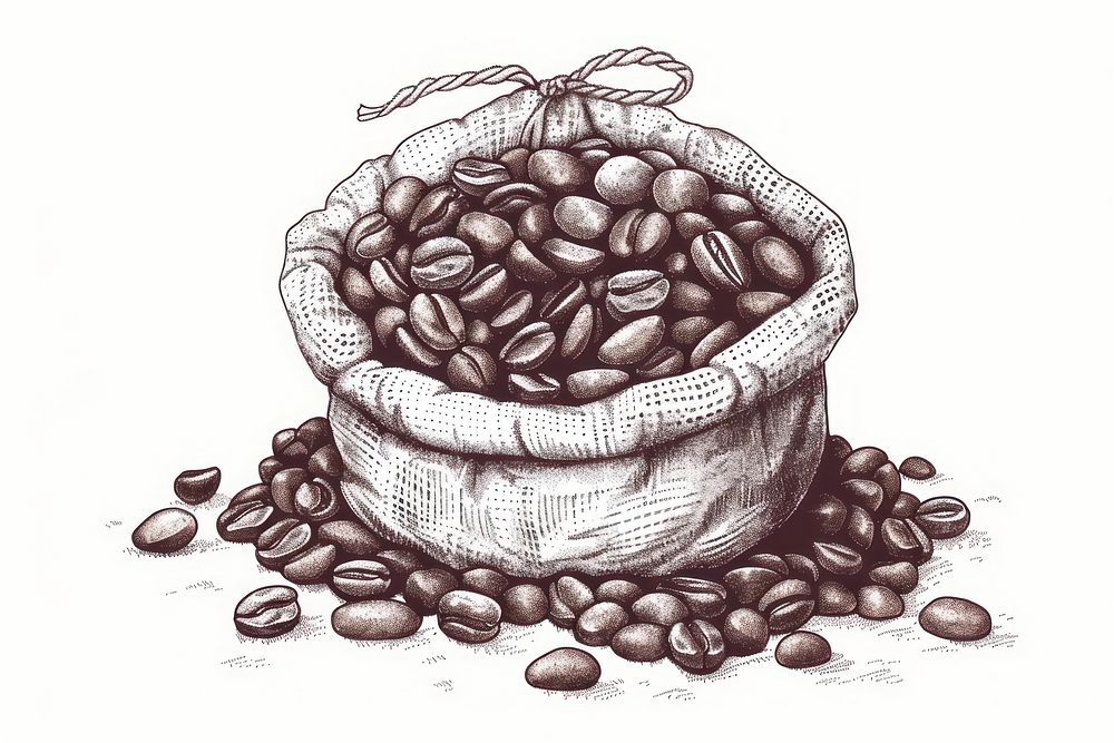 Coffee beans in sack beverage reptile animal.
