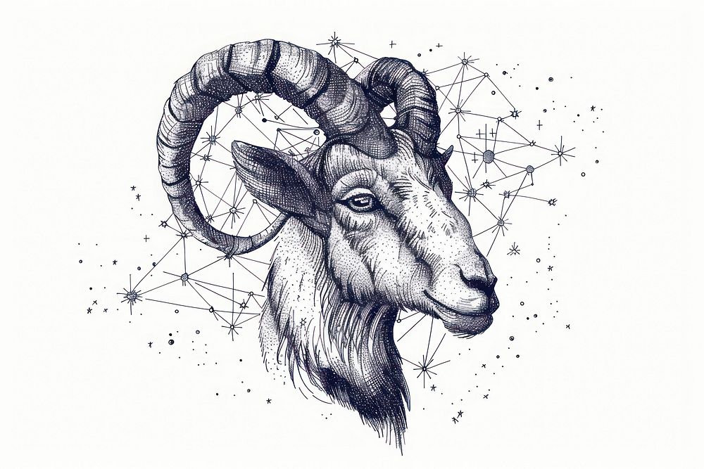 Zodiac symbol of Capricorn illustrated livestock dinosaur.