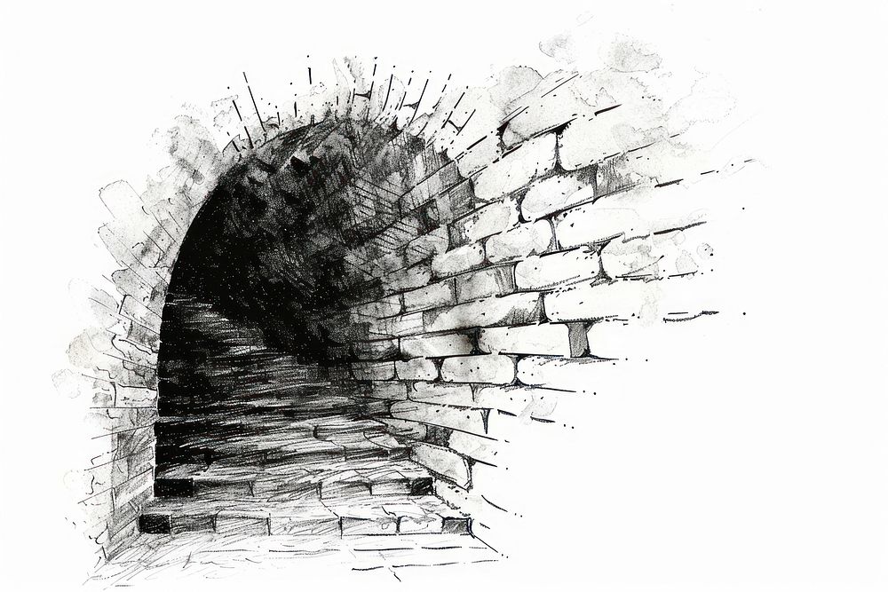 Brick wall architecture illustrated drawing.