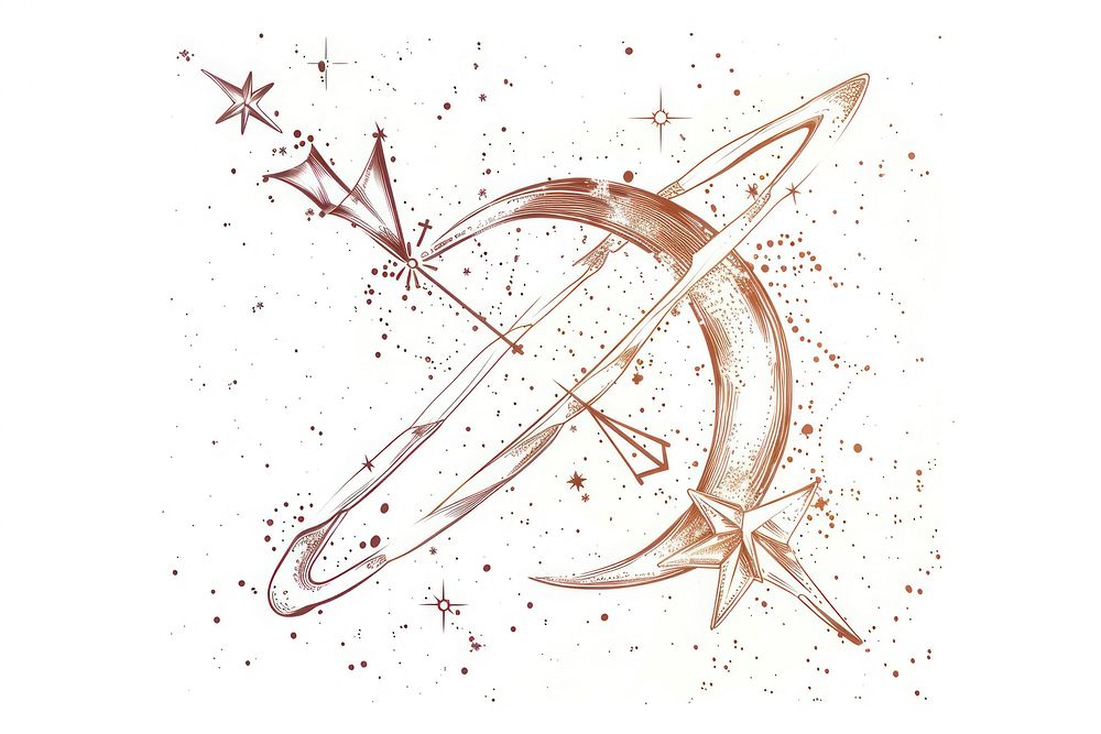 Sagittarius illustrated weaponry drawing.