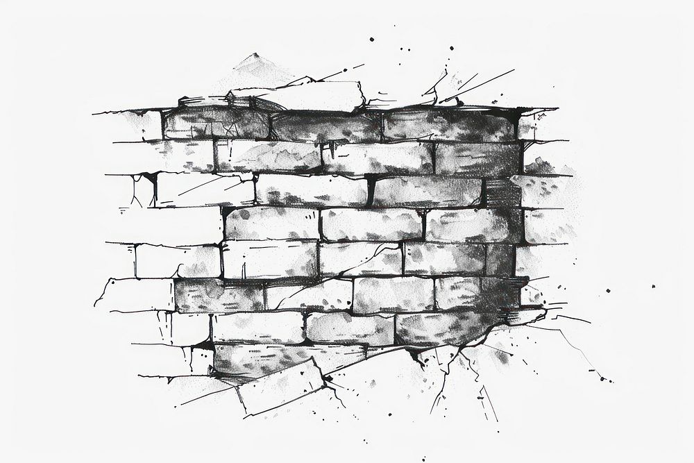 Brick wall transportation illustrated drawing.