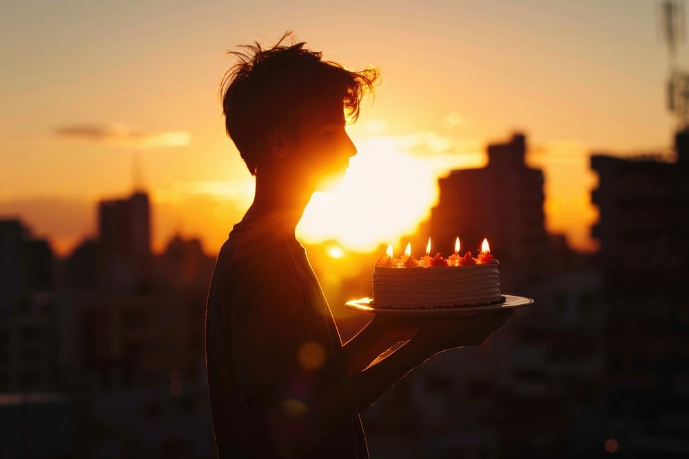 Birthday cake silhouette photography person dessert people.