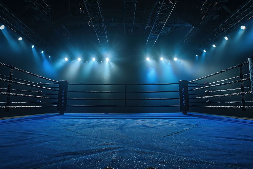Boxing ring sports light blue.