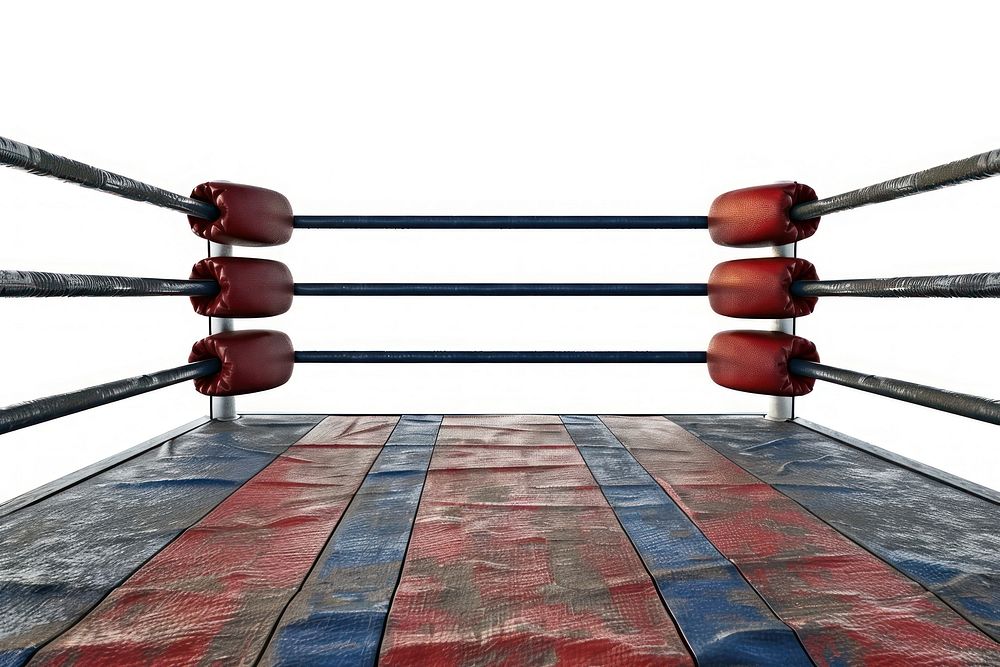 Boxing ring sports white background competition.