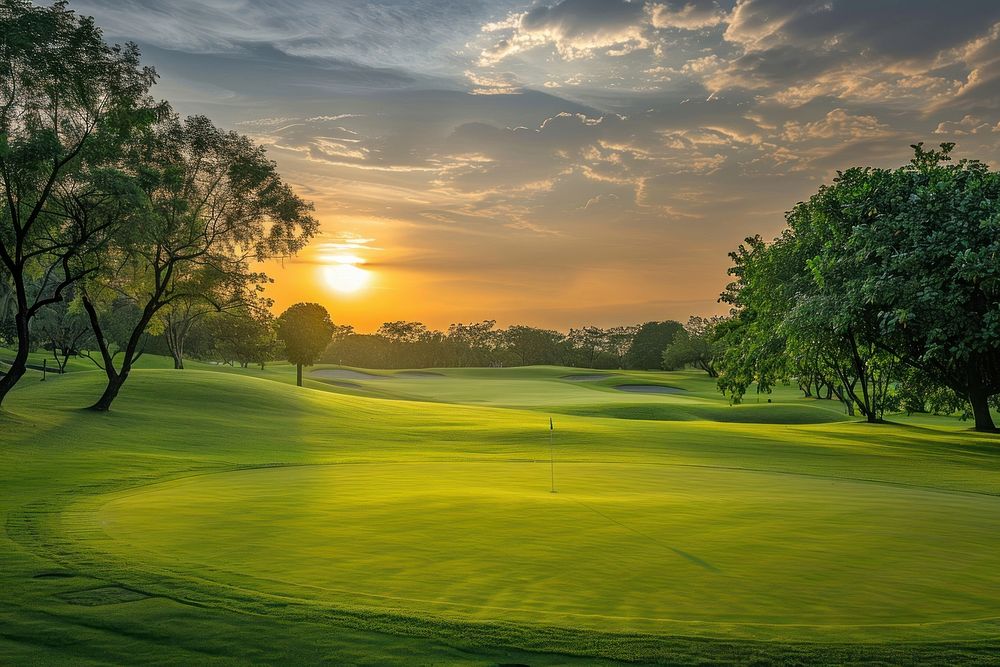 Golf golf course landscape panoramic.