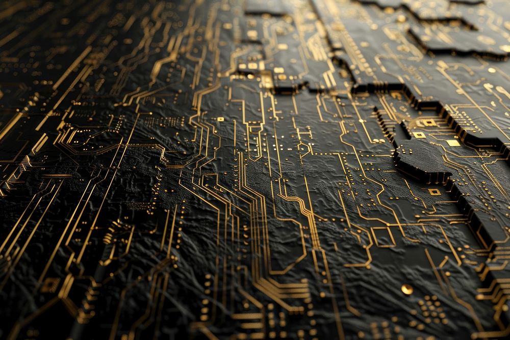Cyber-security data gold black electronics blackboard hardware.