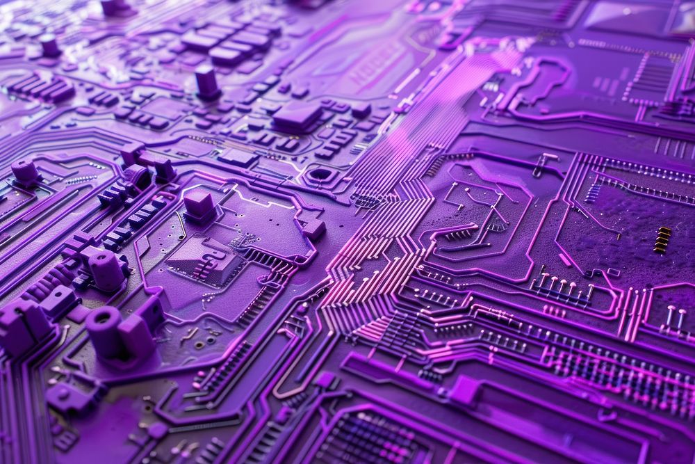 Cyber-security purple electronics blackboard hardware.