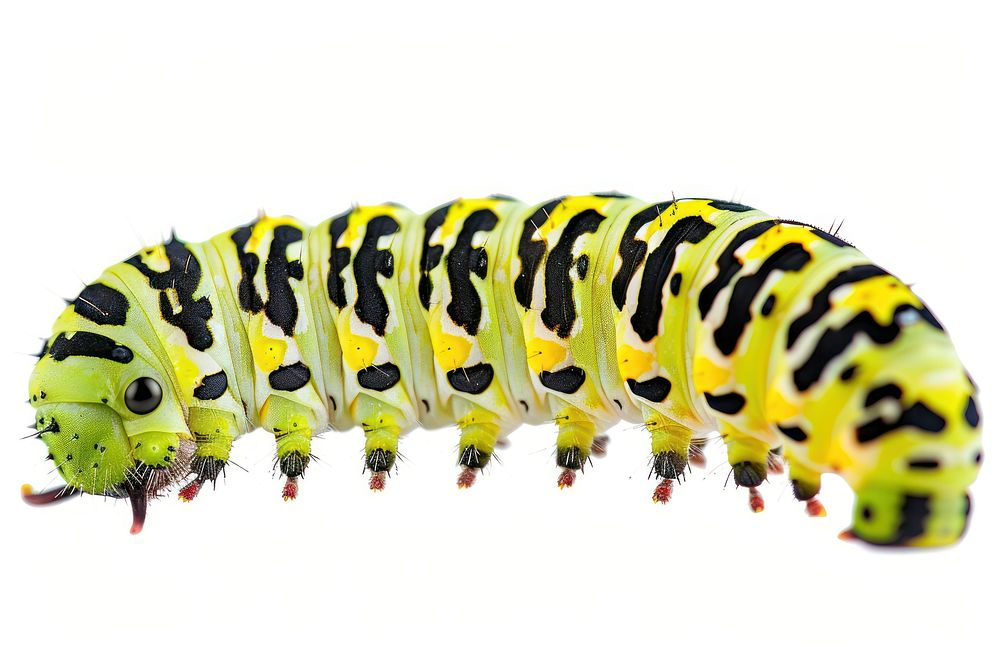 Swallow tail butterfly caterpillar animal insect white background.