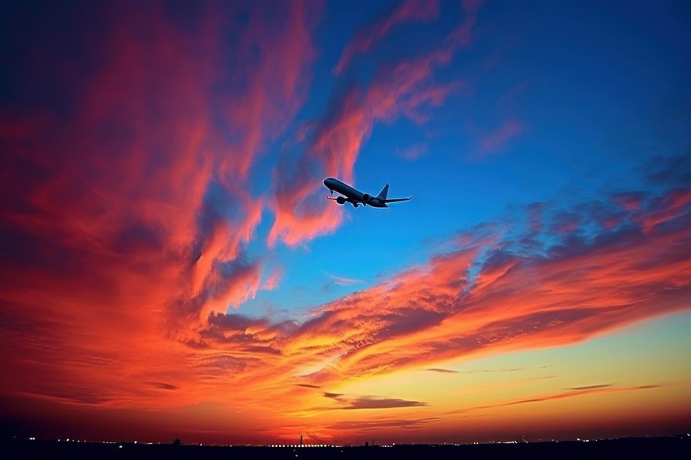 Plane silhouette photography sky transportation outdoors.