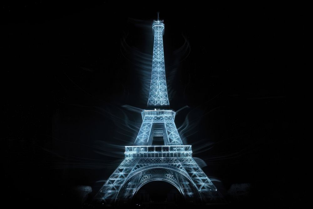 Eiffel tower architecture landmark black background.