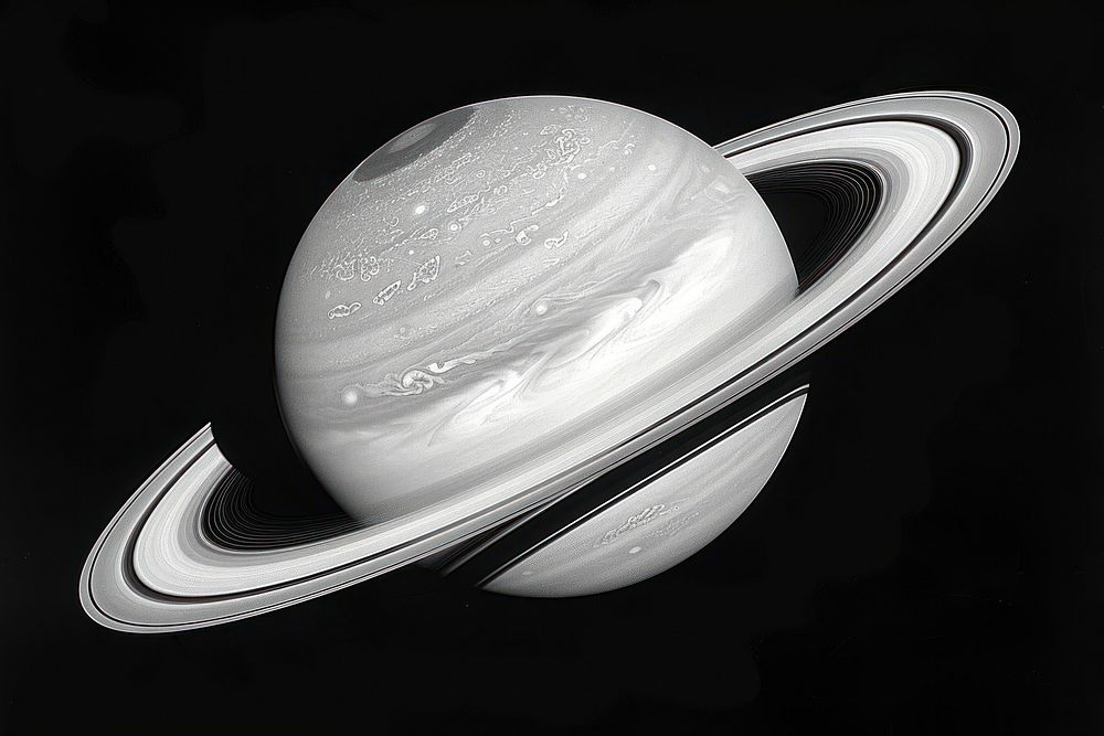 Saturn planet space black background.
