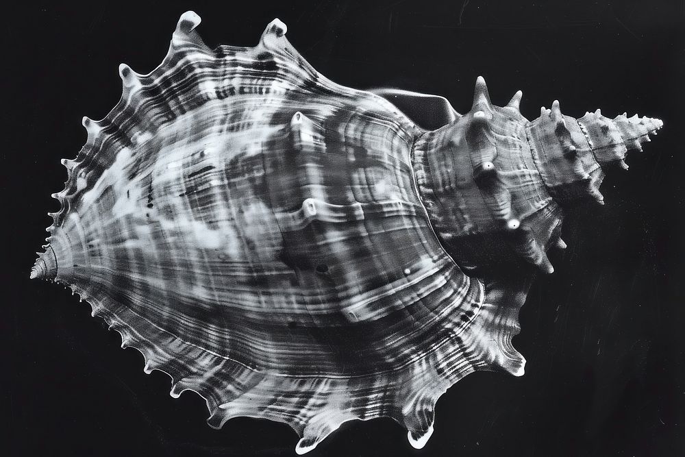 Shell conch black background invertebrate.