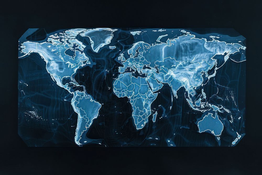 World map black background accessories technology.